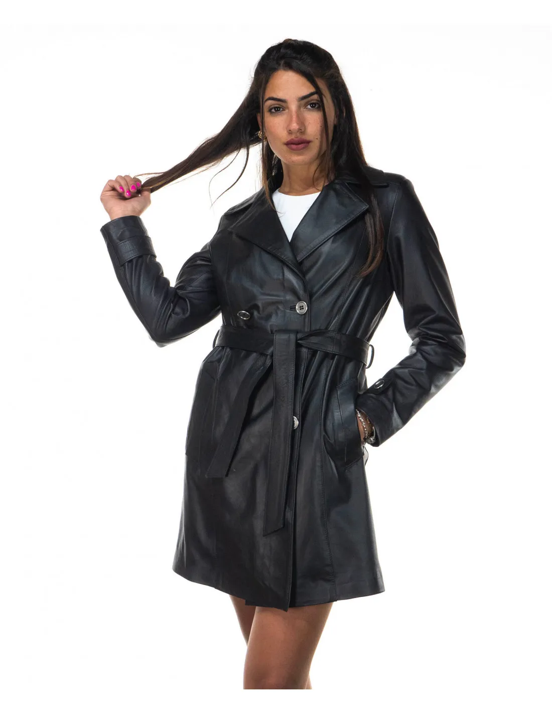 -cappotto in pelle