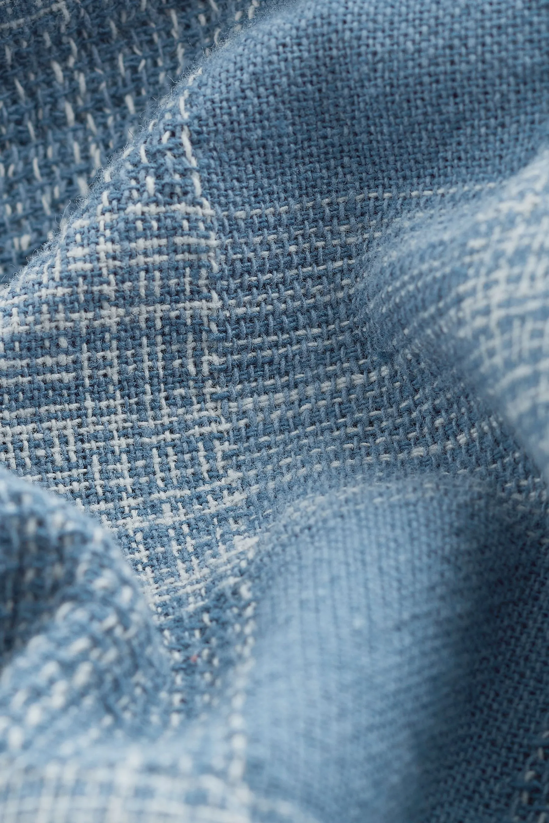 100% Cotone Check Maniche corte Camicia testurizzata con colletto cubano    