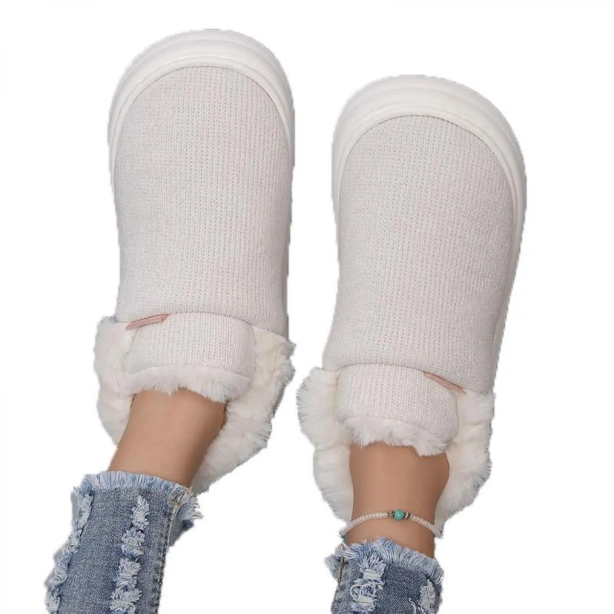 2023 Nuova pelliccia calda stivali da neve con piattaforma da donna peluche appartamenti alla caviglia scarpe firmate moda Kntti