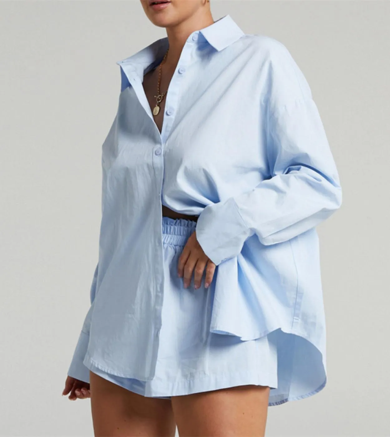 Abiti estivi 2 pezzi per donna Bottoni Camicia casual Abiti da donna Camicia a maniche lunghe moda 2023 e pantaloncini a gamba l