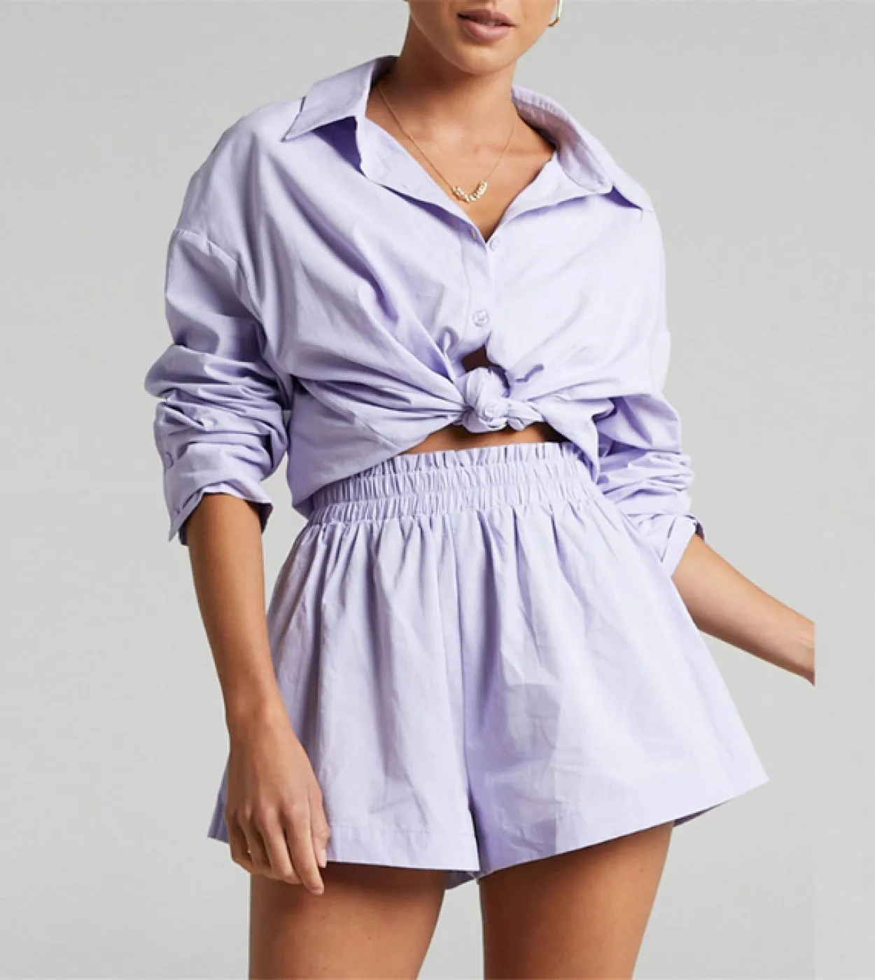 Abiti estivi 2 pezzi per donna Bottoni Camicia casual Abiti da donna Camicia a maniche lunghe moda 2023 e pantaloncini a gamba l