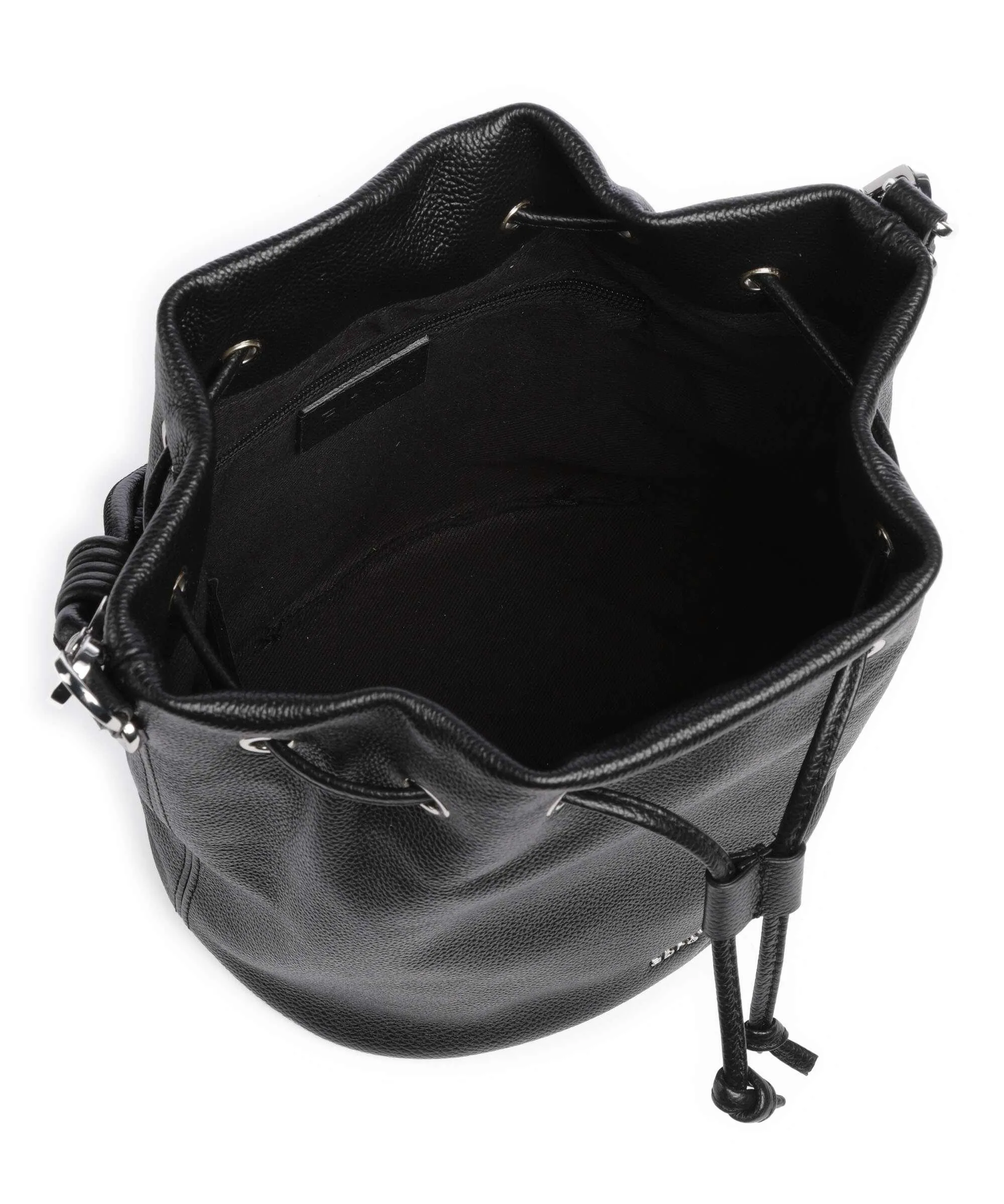  Abro Kavir Drawstring Borsa a secchiello pelle di vacchetta grana nero  