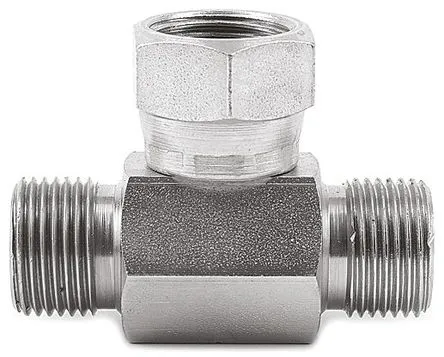 Adattatore a T filettato Parker, 350 bar max, connettore A: G 1/4 Maschio, B: G 1/4 Maschio, raccordo: G 1/4 Femmina,