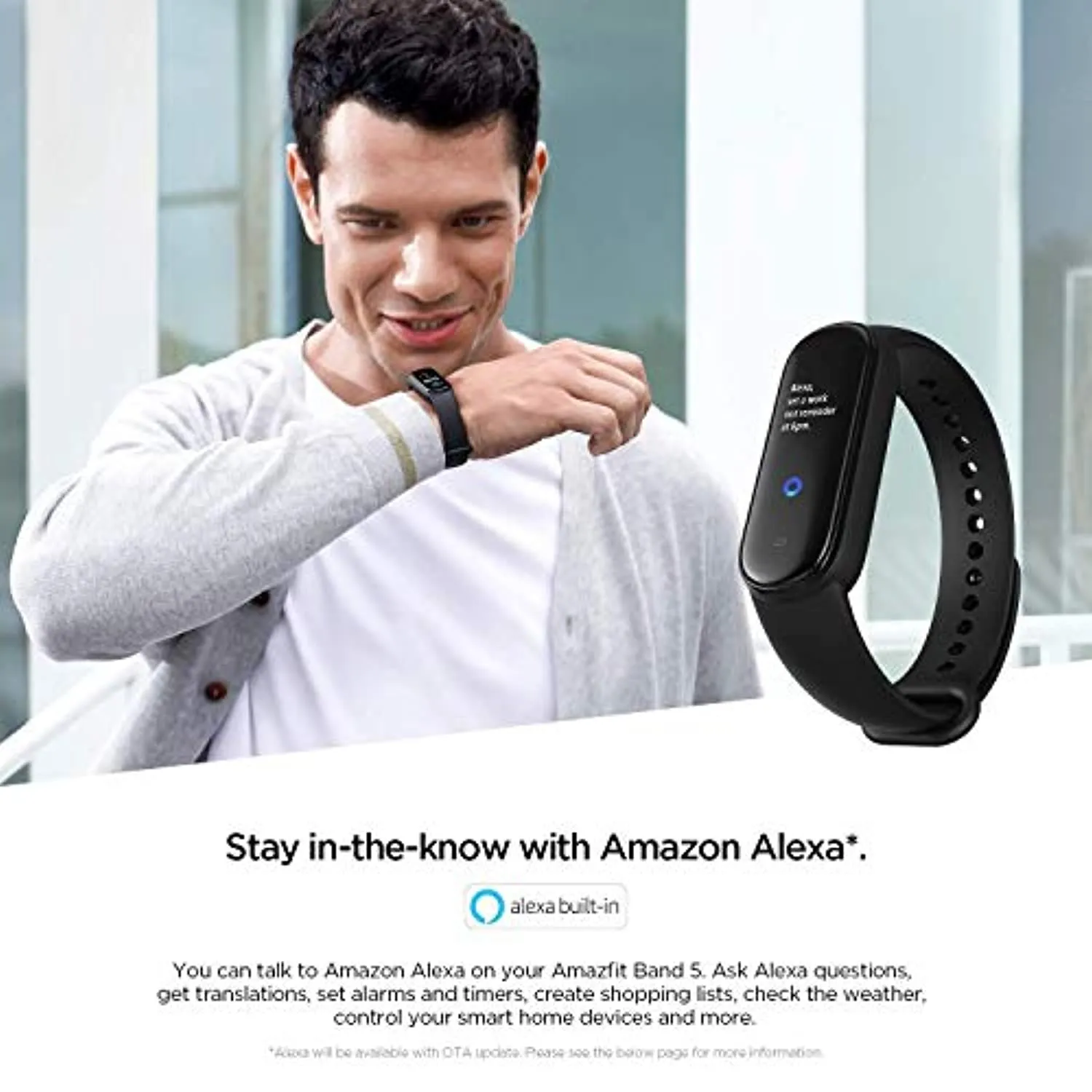 Amazfit Band 5 Smartwatch Tracker Fitness Orologio Sport Smartband con Alexa Integrato Impermeabile 5 ATM di 15 Giorni, Contapas