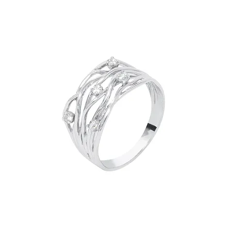  Anello tipo fascia in oro bianco, con intreccio