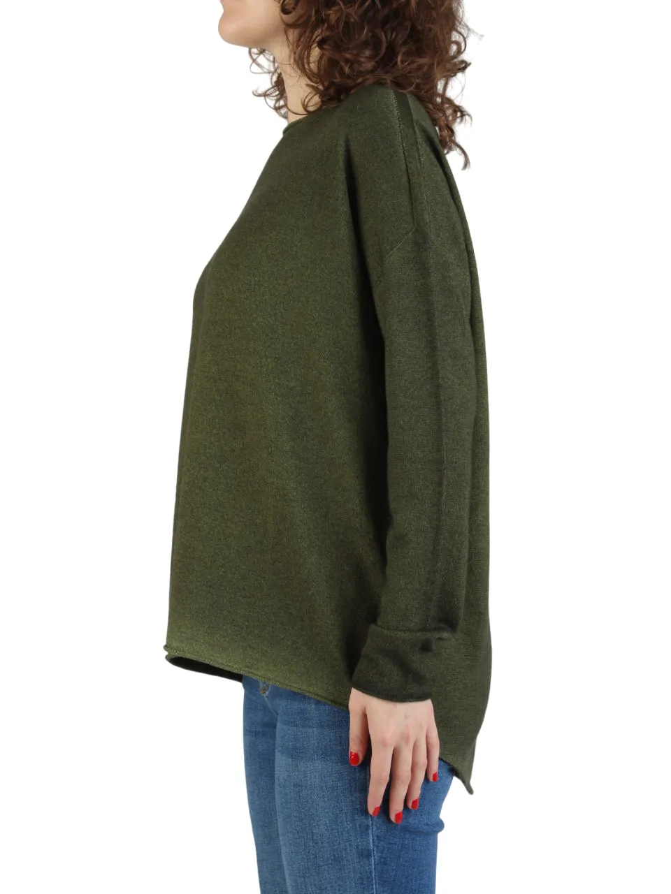 Arovescio maglione in lana Merino extrafine verde acido