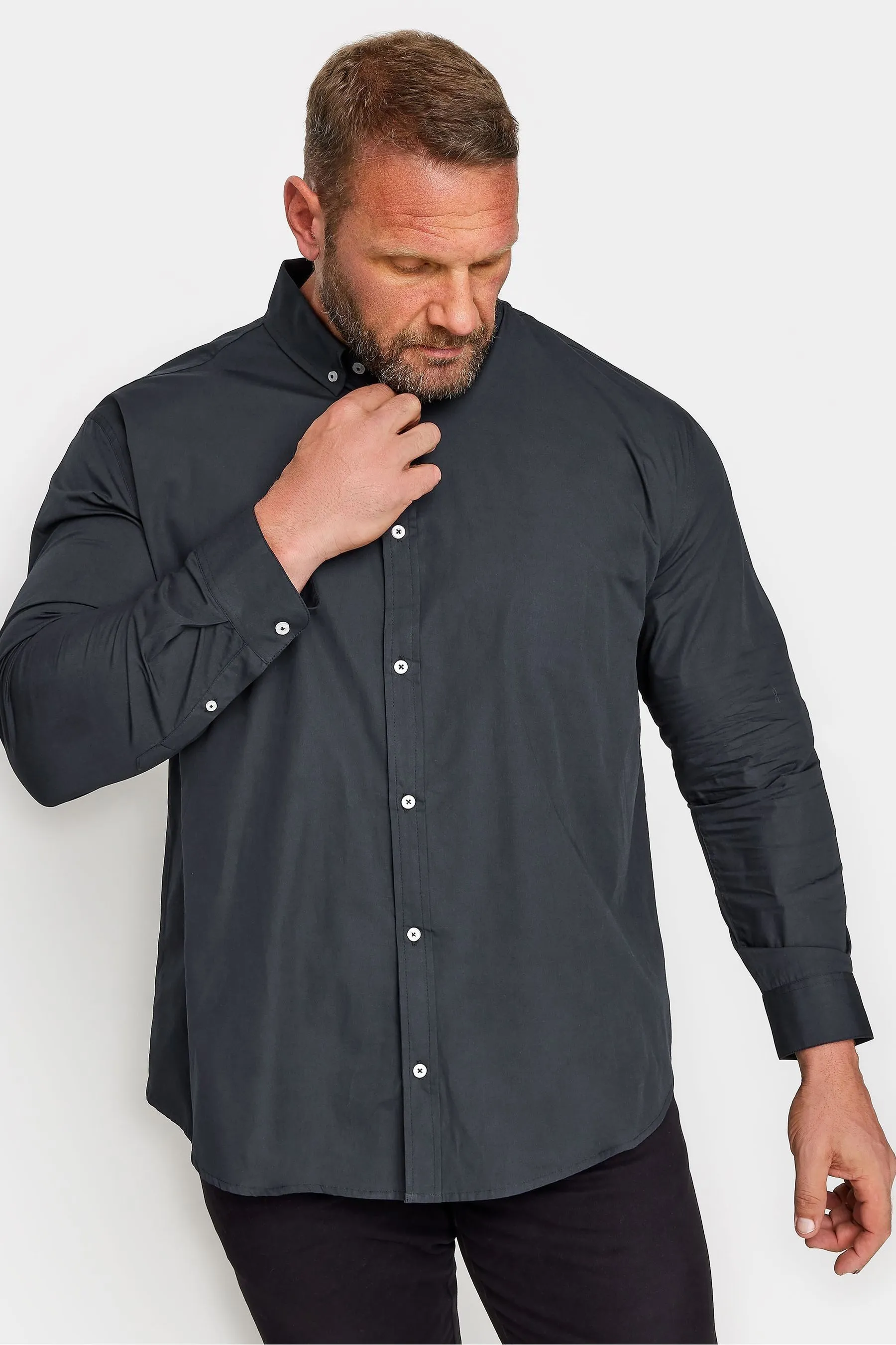 BadRhino Big & Tall 100% Camicia a maniche lunghe in popeline di cotone    