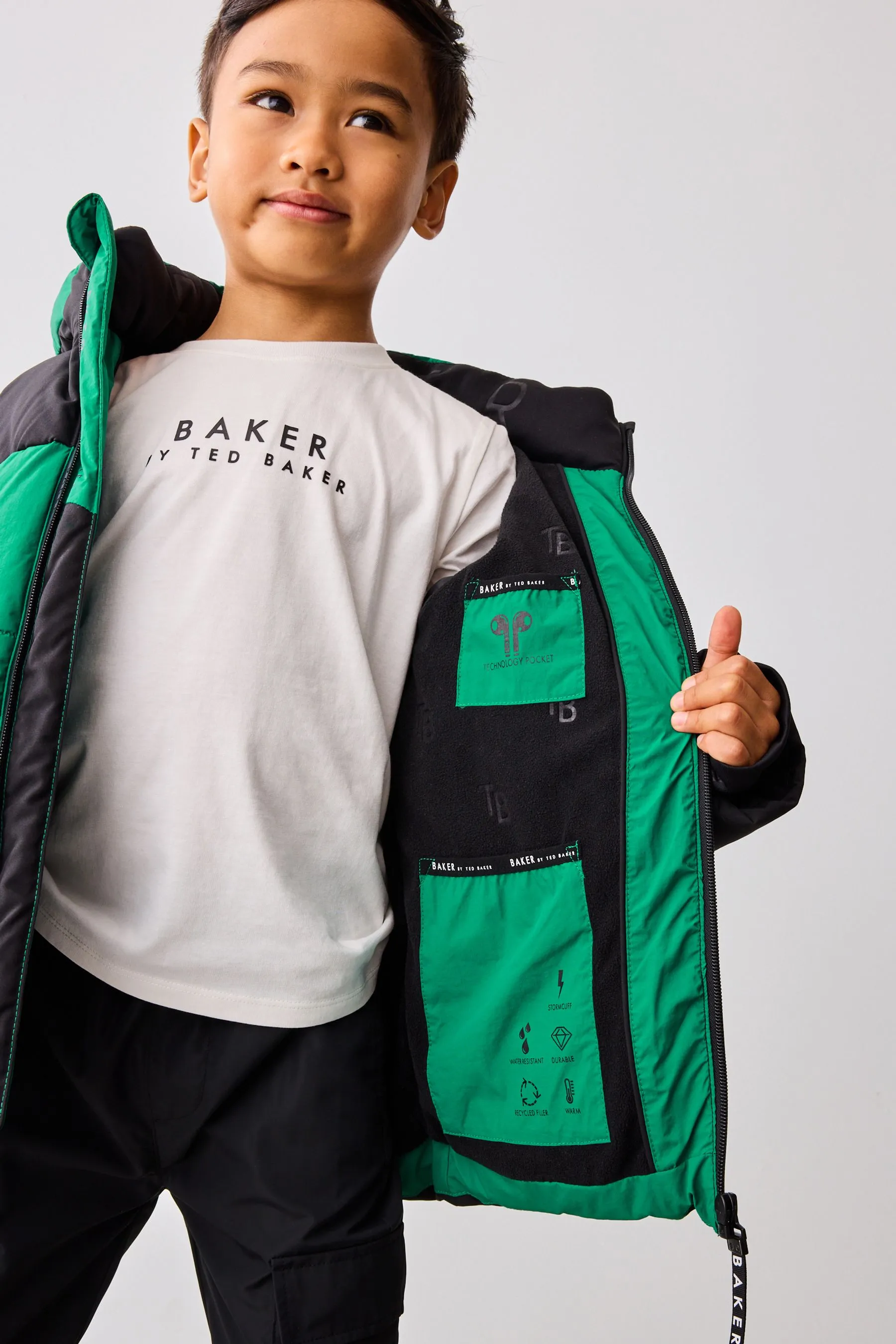 Baker by Ted Baker Antipioggia Cappotto Imbottito Colourblock    