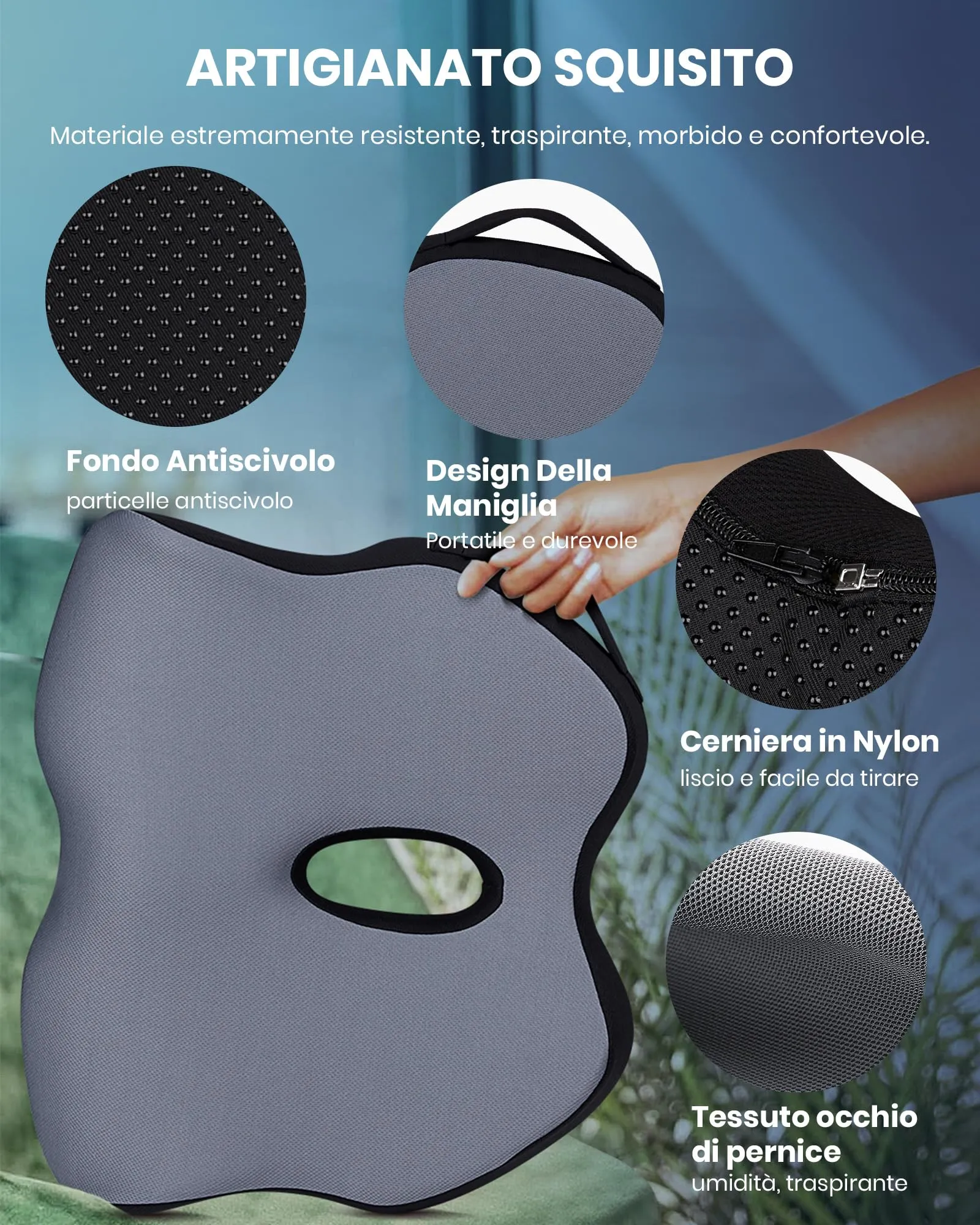 BALITTA Cuscino Ergonomico Sedia, Cuscino Sedia Ufficio, Cuscino Sedia Memory Foam per il Sollievo della lombalgia e Della Sciat