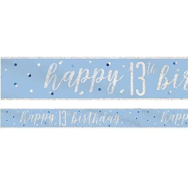 Banner per il 13 ° compleanno blu scintillante 2,75 m