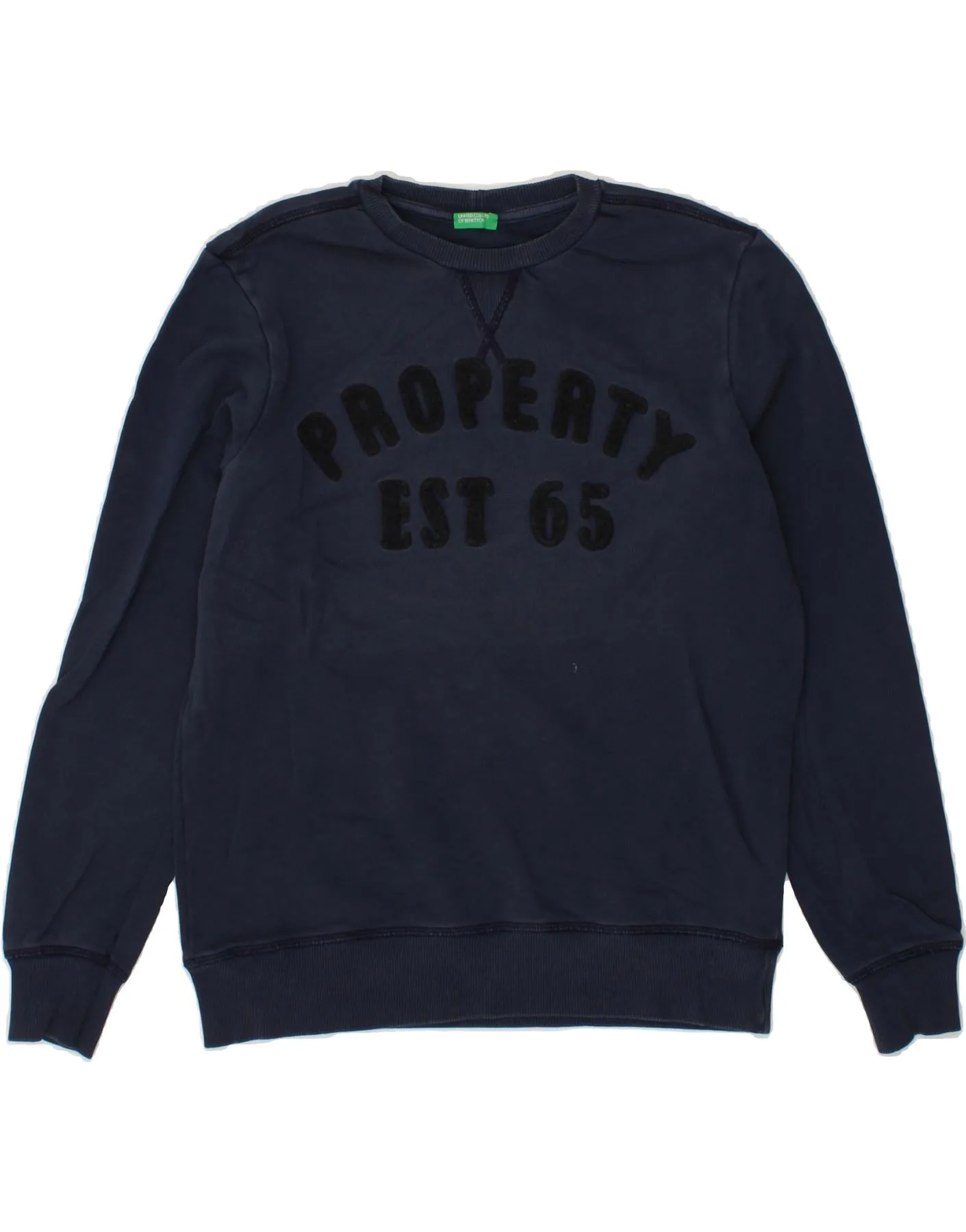 BENETTON Boys Graphic Sweatshirt Jumper 11-12 Years 2XL Navy Blue