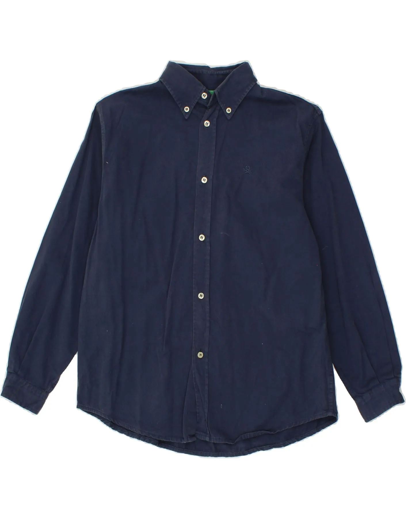 BENETTON Boys Shirt 9-10 Years Large Navy Blue Cotton