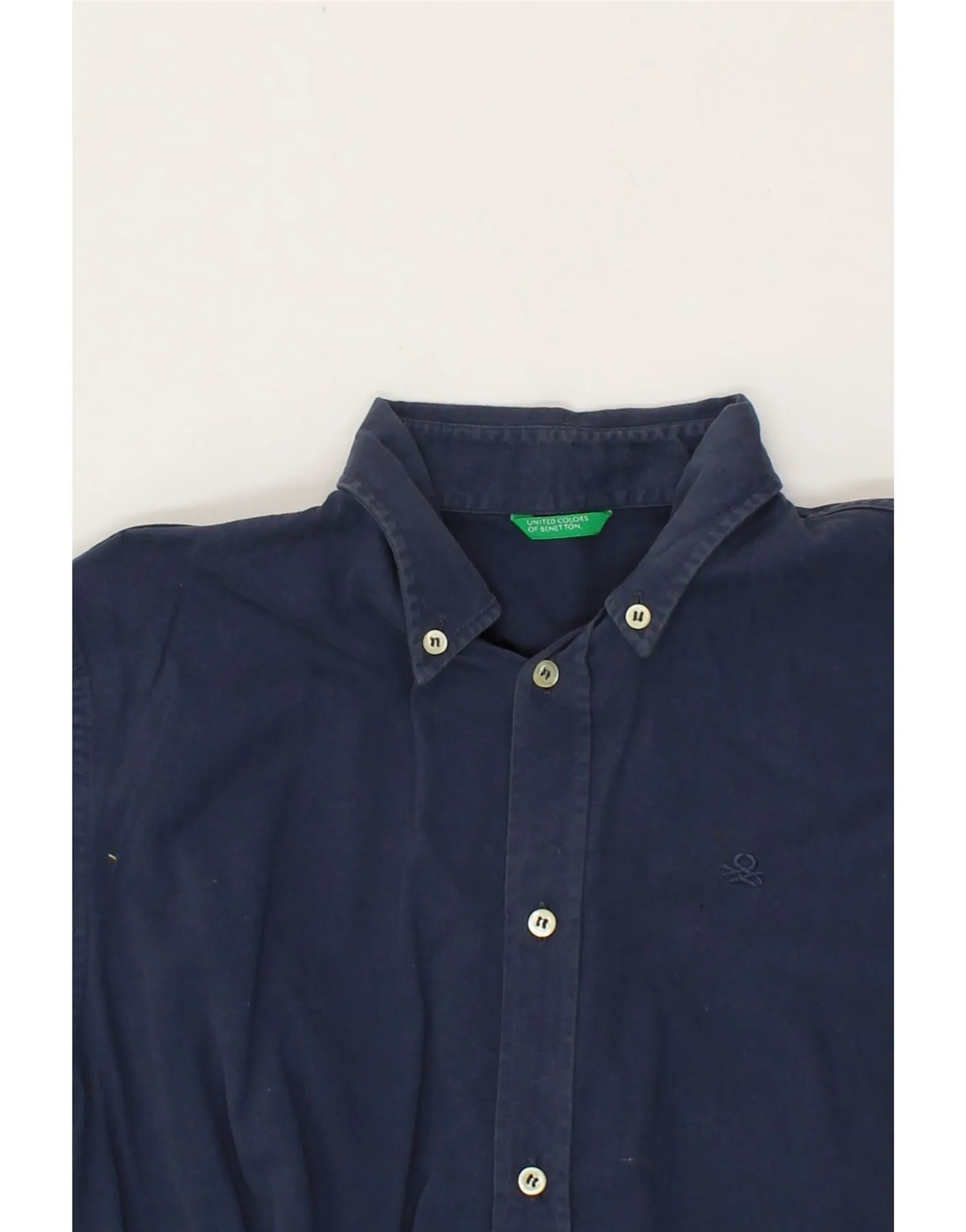 BENETTON Boys Shirt 9-10 Years Large Navy Blue Cotton