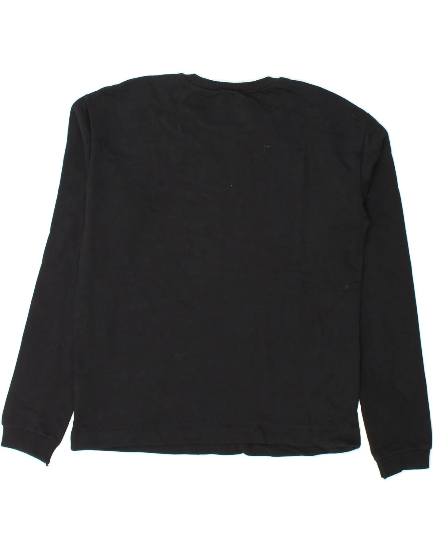 BENETTON Girls Graphic Top Long Sleeve 13-14 Years 3XL Black Cotton