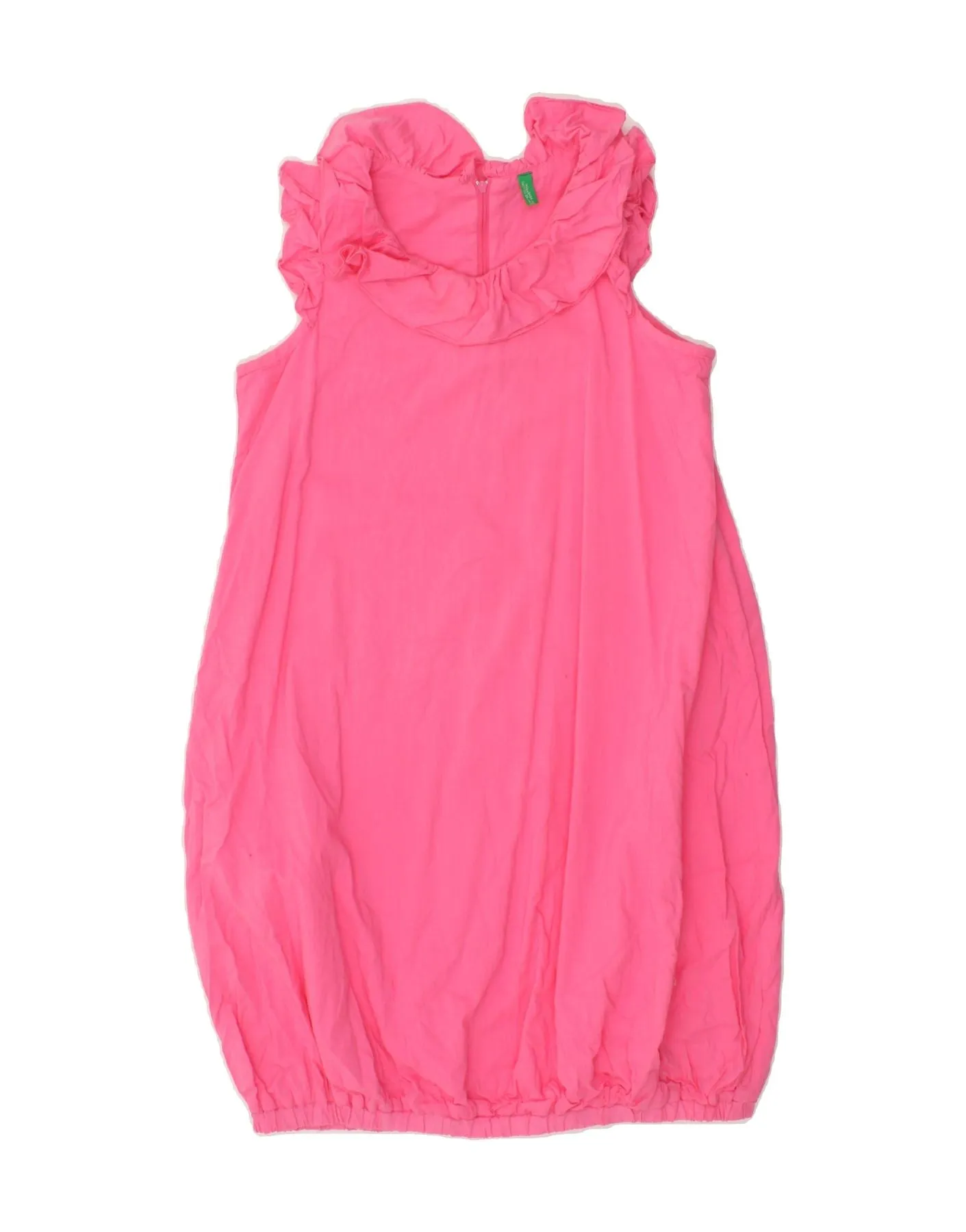 BENETTON Girls Sleeveless Bubble Dress 11-12 Years 2XL Pink Cotton