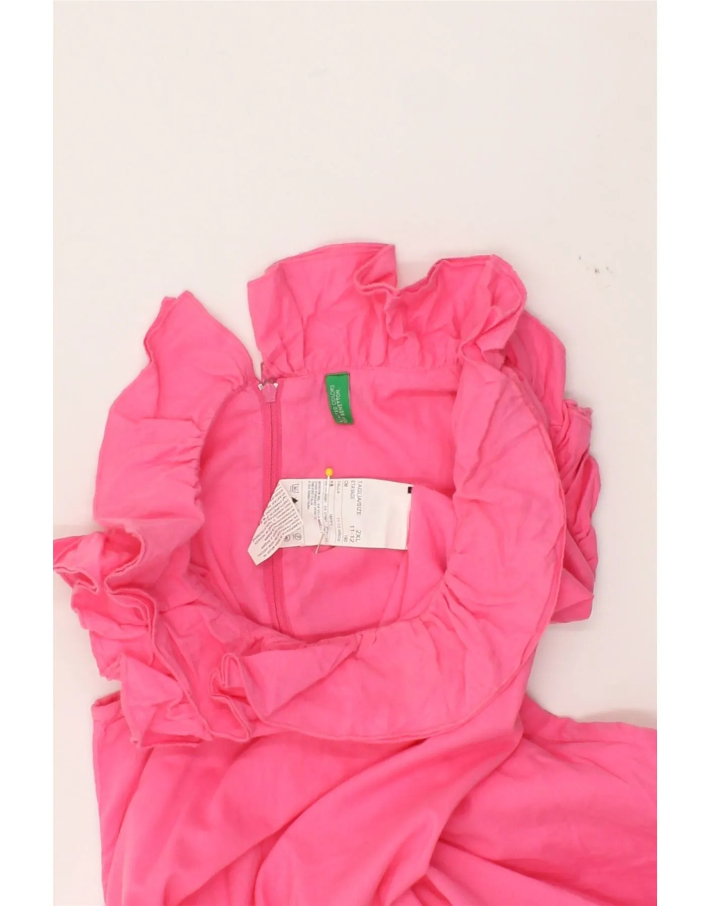 BENETTON Girls Sleeveless Bubble Dress 11-12 Years 2XL Pink Cotton