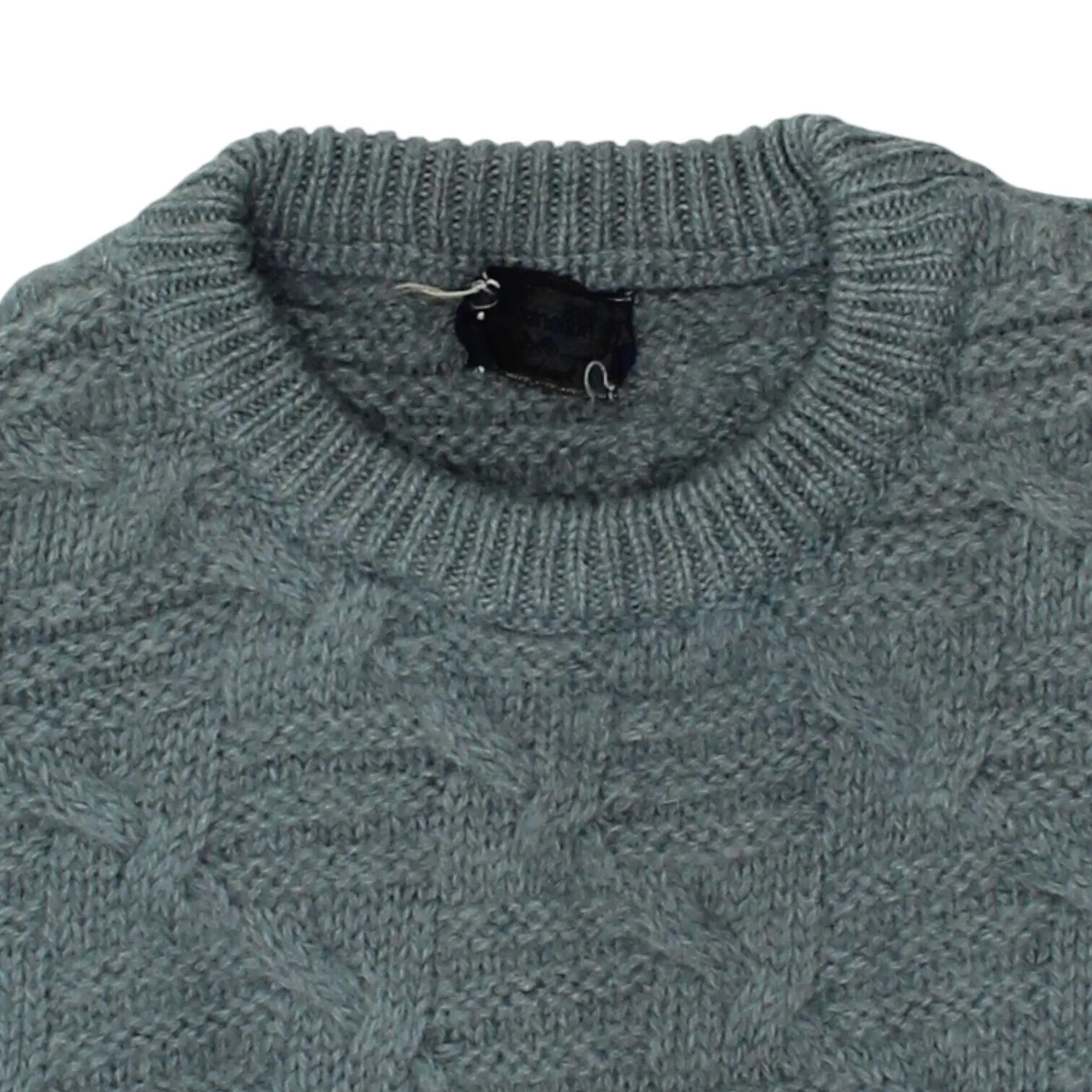 Benetton Mens Blue Wool Cable Knit Sweater | Vintage High End Designer VTG
