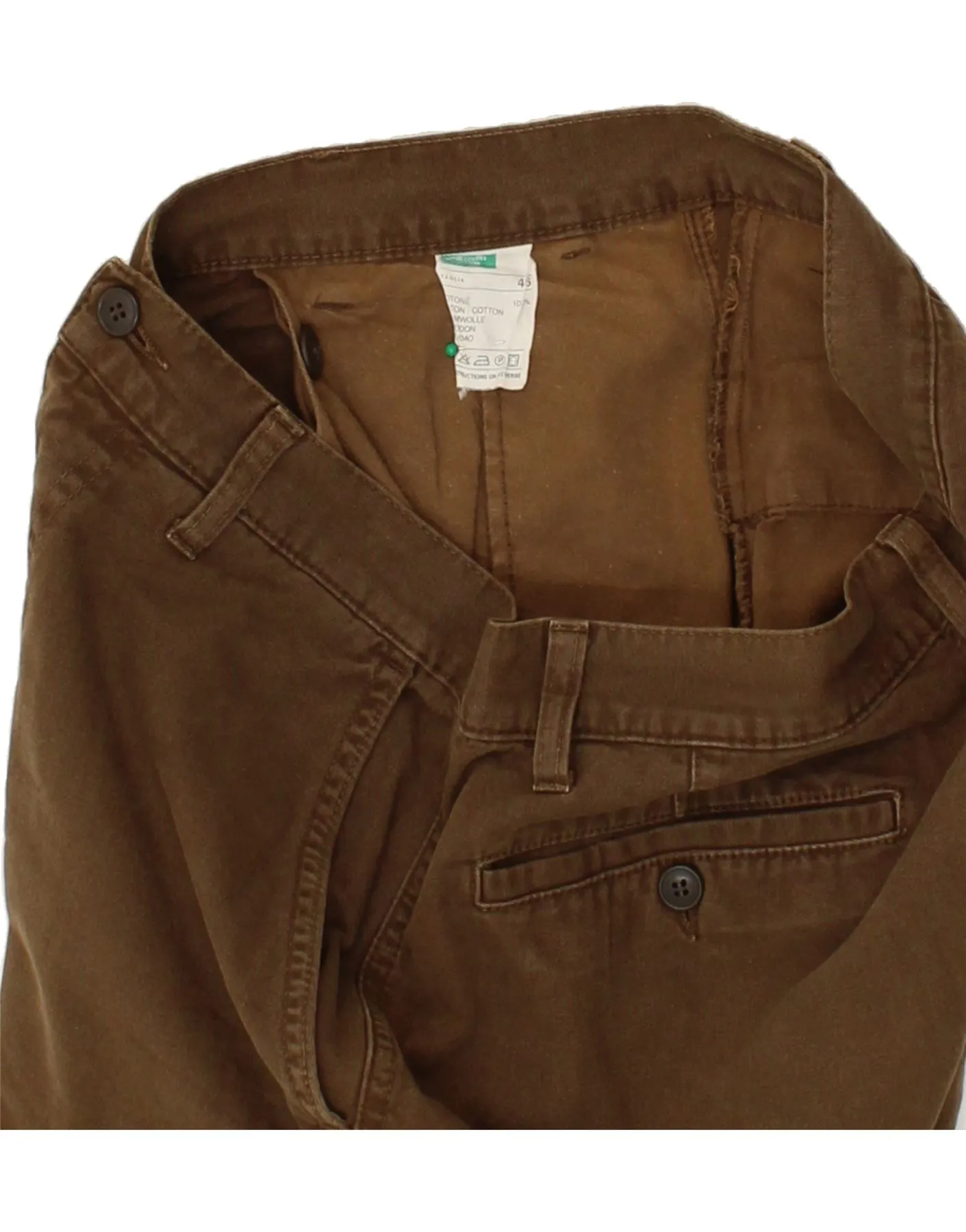 BENETTON Mens Cargo Shorts IT 46 Small W30  Brown Cotton