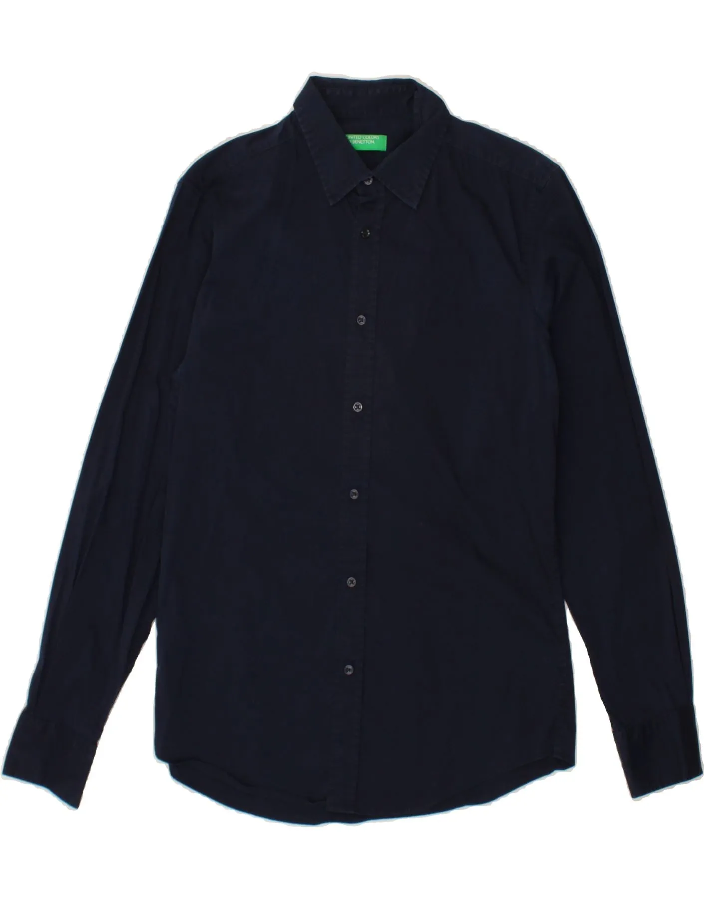 BENETTON Mens Shirt Medium Navy Blue Cotton