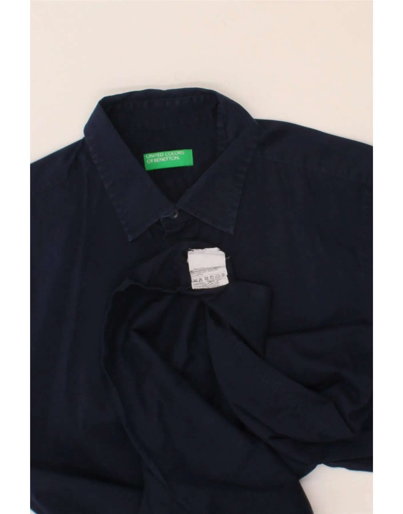 BENETTON Mens Shirt Medium Navy Blue Cotton