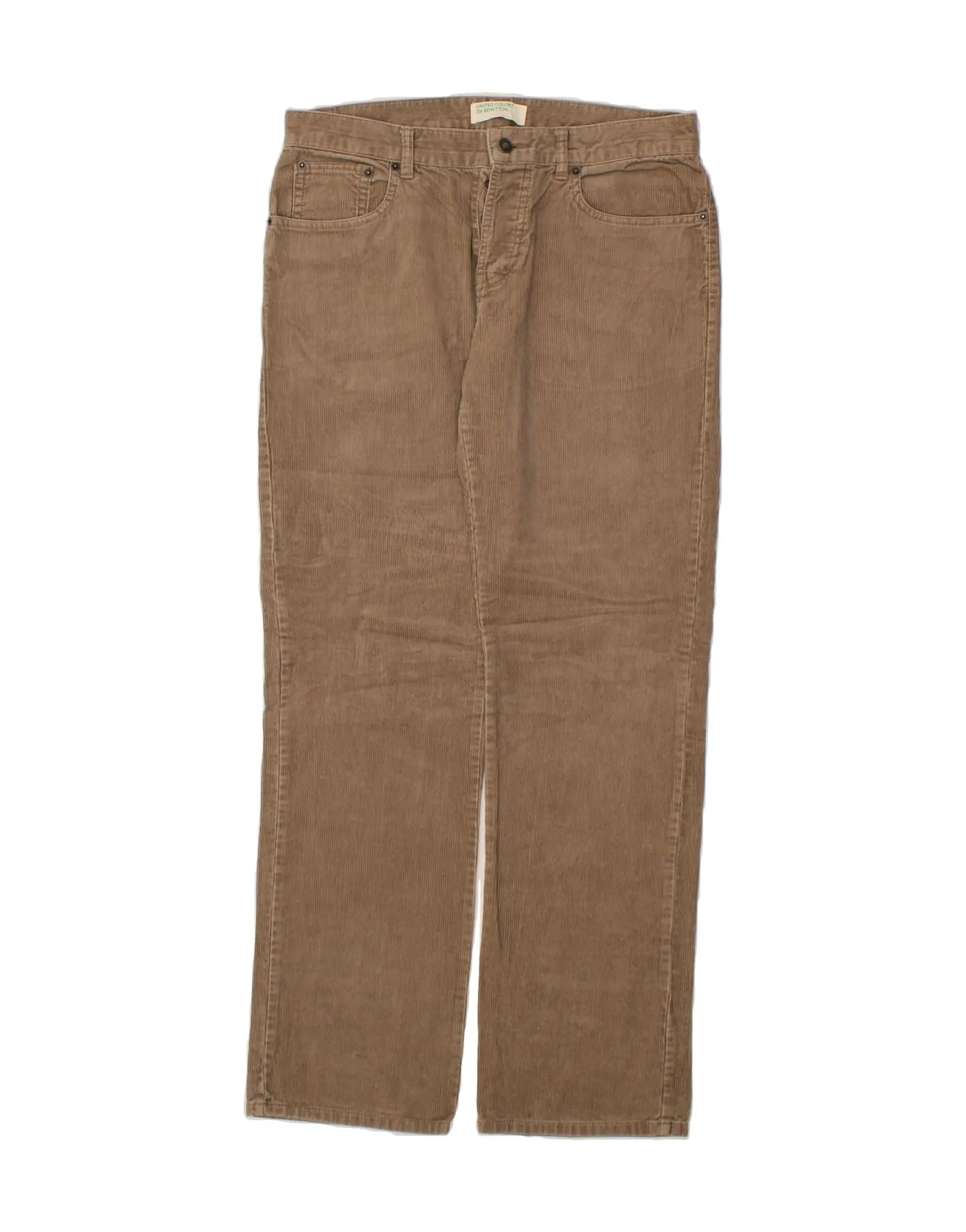 BENETTON Mens Straight Corduroy Trousers W33 L32 Beige Cotton