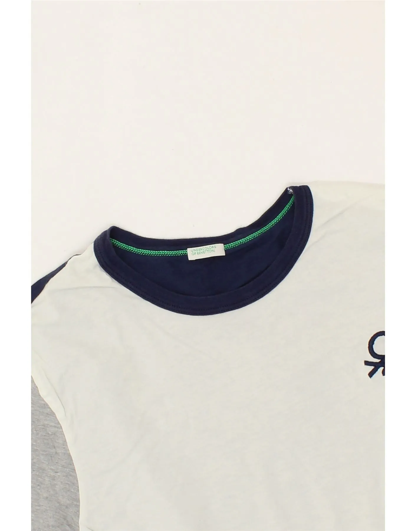 BENETTON Mens T-Shirt Top Small White Colourblock