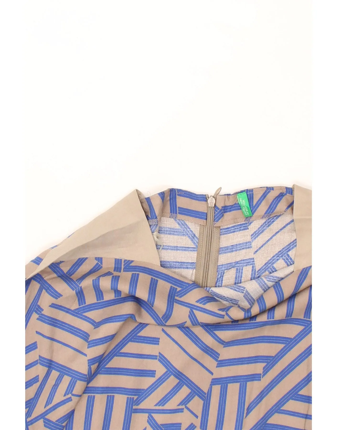 BENETTON Womens Abstract Pattern Sheath Dress UK 14 Large Blue