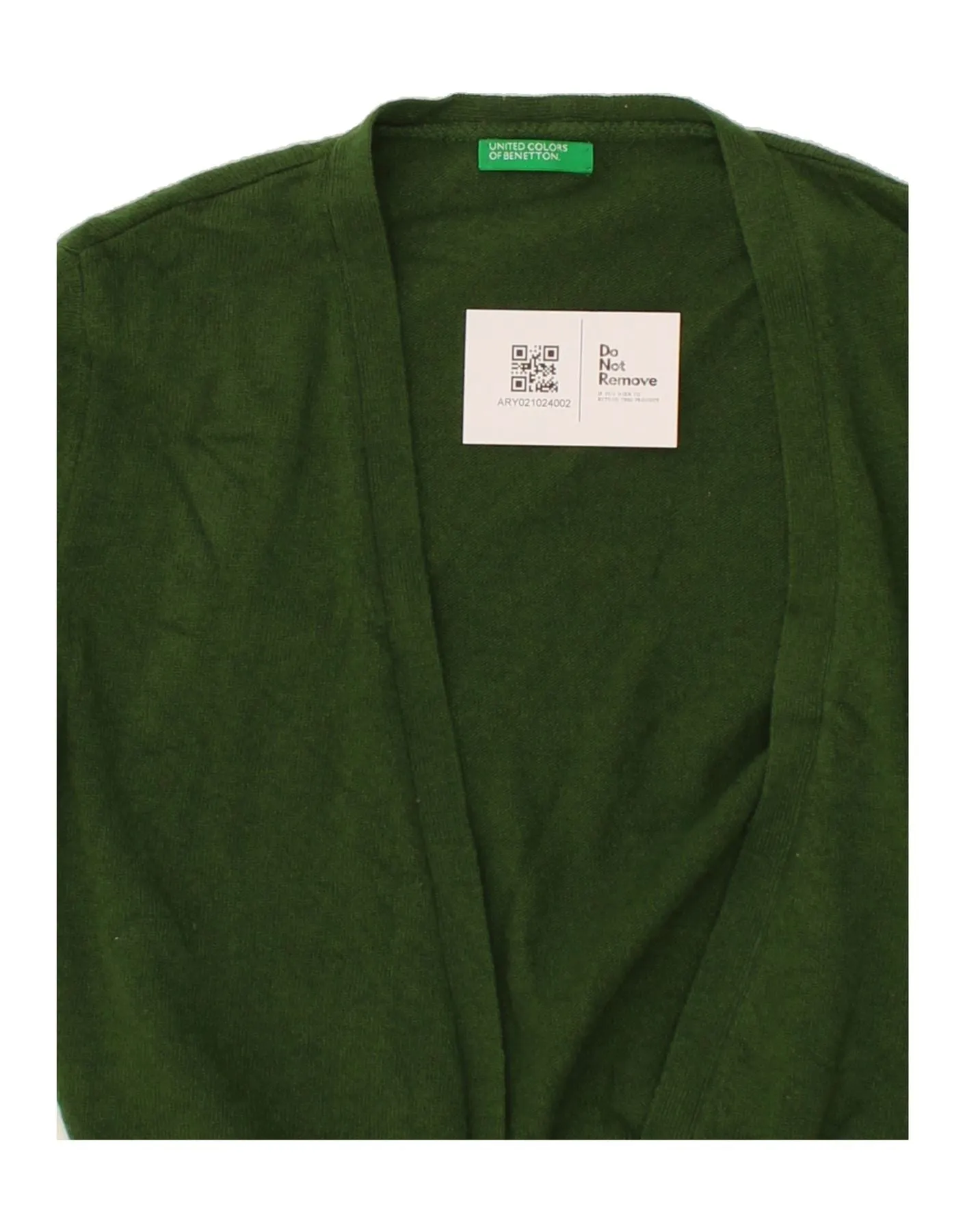 BENETTON Womens Crop Cardigan Sweater UK 10 Small Green Virgin Wool