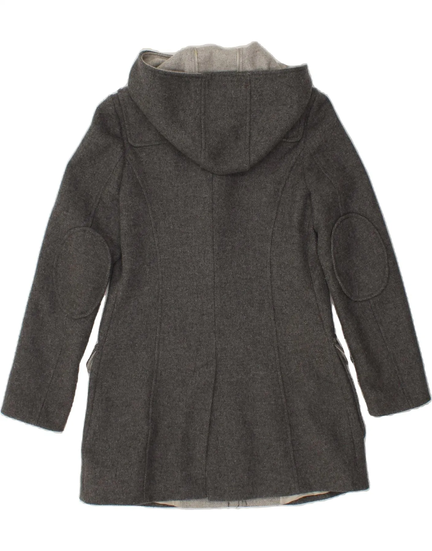 BENETTON Womens Hooded Duffle Coat IT 42 Medium Grey Wool