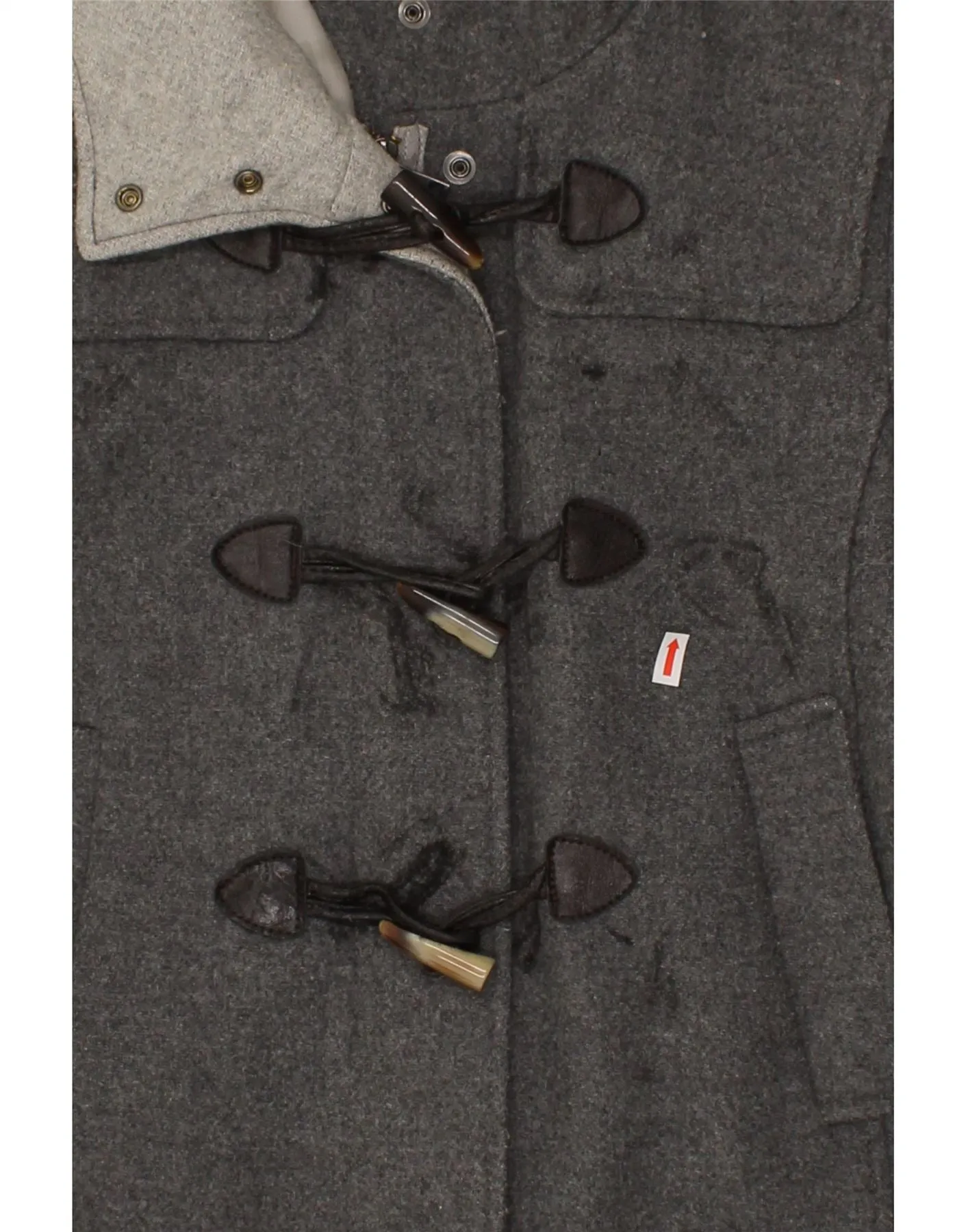 BENETTON Womens Hooded Duffle Coat IT 42 Medium Grey Wool