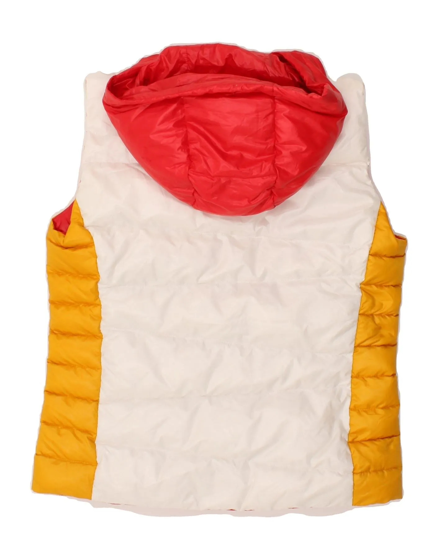 BENETTON Womens Hooded Padded Gilet UK 12 Medium Multicoloured Colourblock