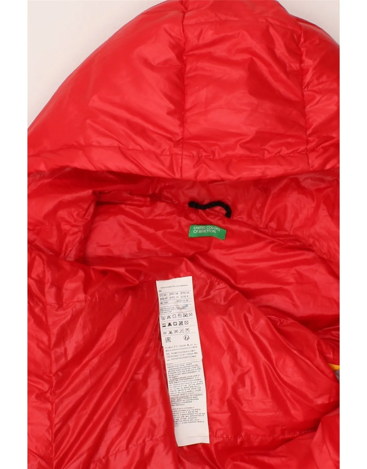 BENETTON Womens Hooded Padded Gilet UK 12 Medium Multicoloured Colourblock