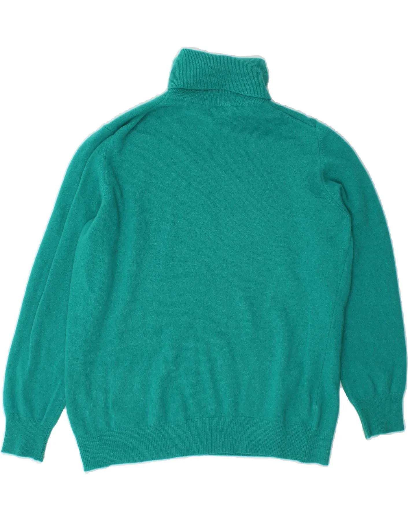 BENETTON Womens Roll Neck Jumper Sweater UK 14 Medium Turquoise Wool