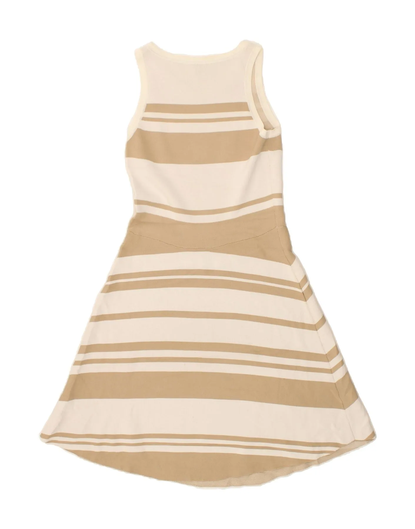 BENETTON Womens Sleeveless A-Line Dress UK 8 Small Beige Striped