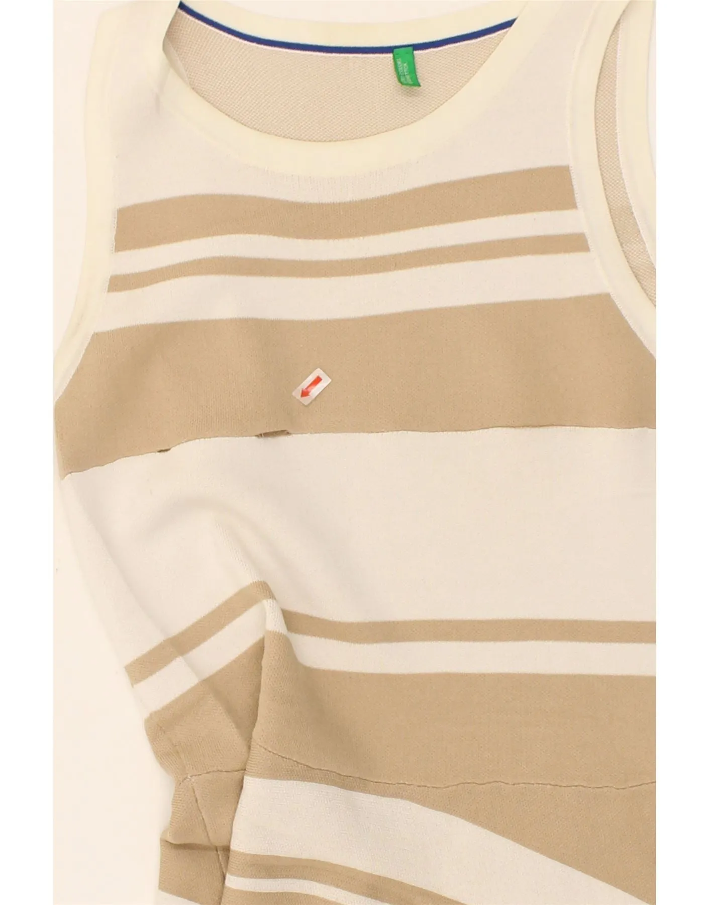 BENETTON Womens Sleeveless A-Line Dress UK 8 Small Beige Striped