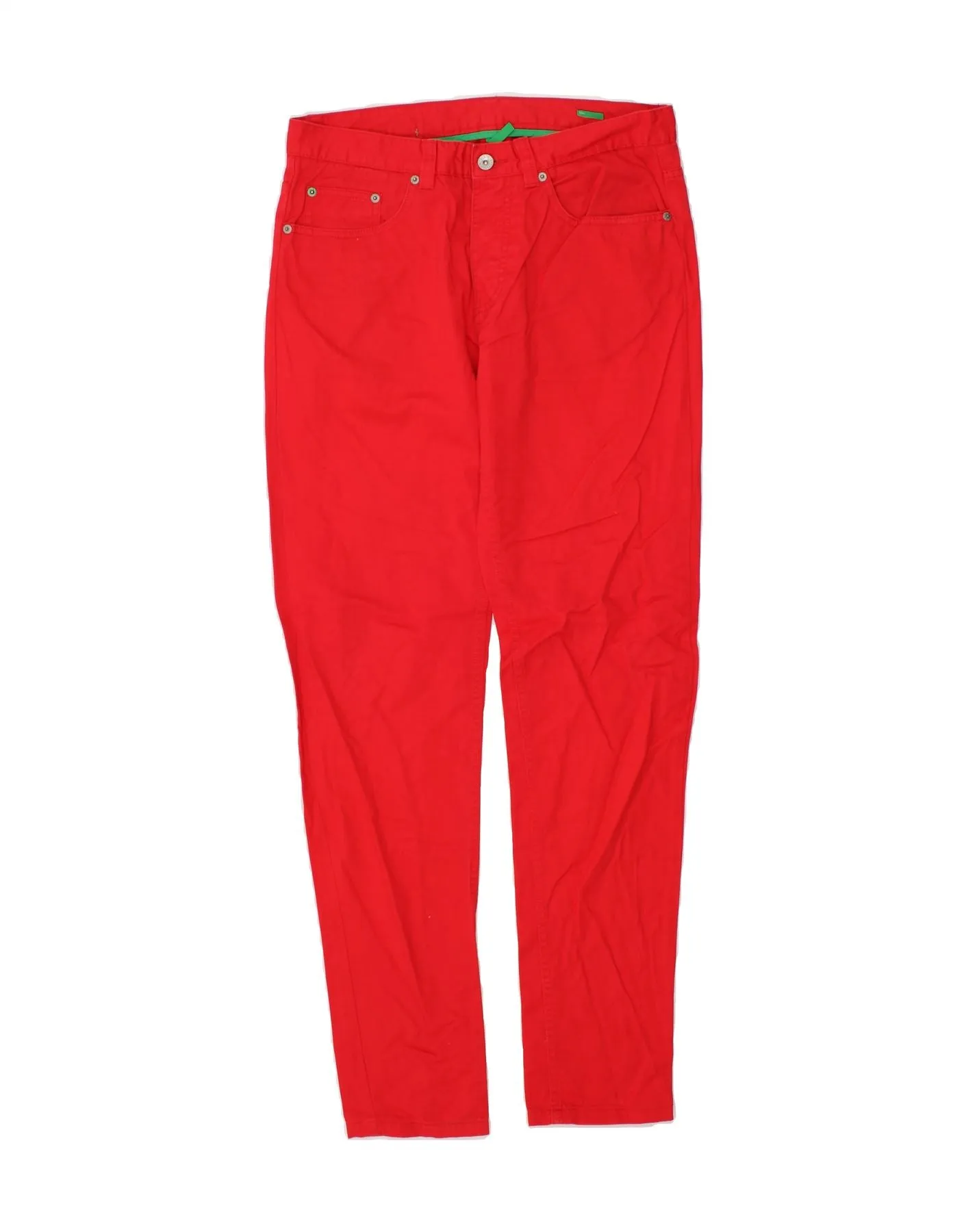 BENETTON Womens Slim Casual Trousers IT 46 Large W34 L33 Red Cotton