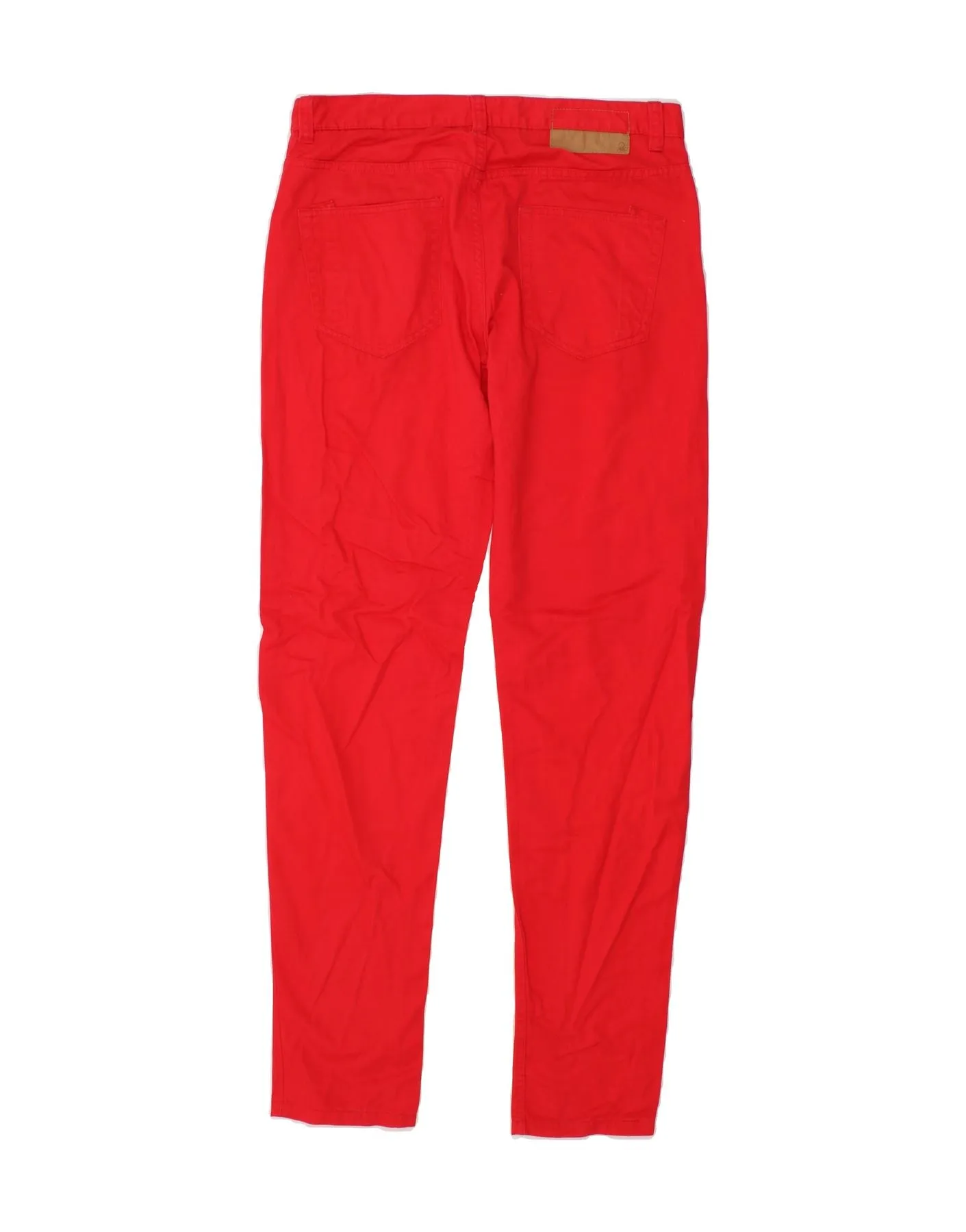 BENETTON Womens Slim Casual Trousers IT 46 Large W34 L33 Red Cotton