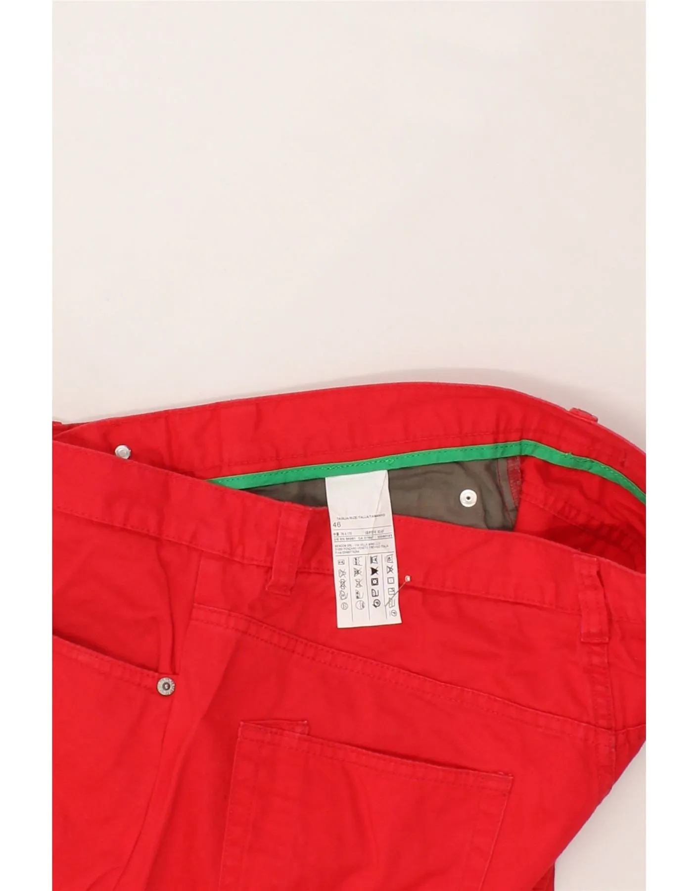 BENETTON Womens Slim Casual Trousers IT 46 Large W34 L33 Red Cotton