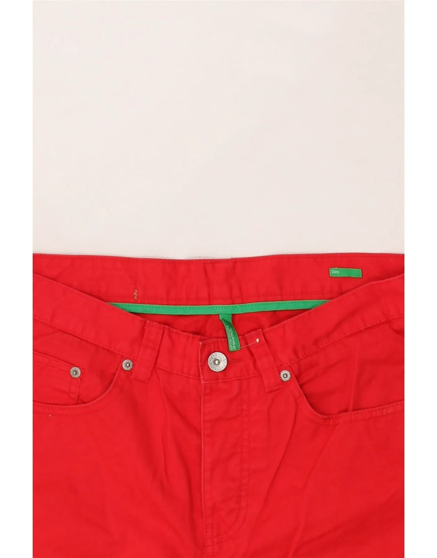 BENETTON Womens Slim Casual Trousers IT 46 Large W34 L33 Red Cotton