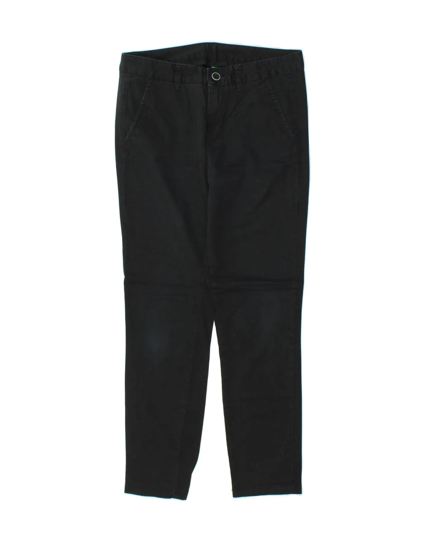 BENETTON Womens Slim Chino Trousers UK 8 Small  W30 L28 Black Cotton