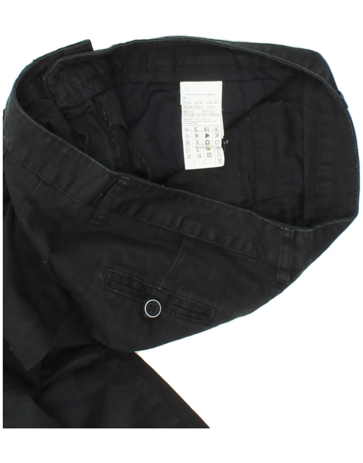 BENETTON Womens Slim Chino Trousers UK 8 Small  W30 L28 Black Cotton