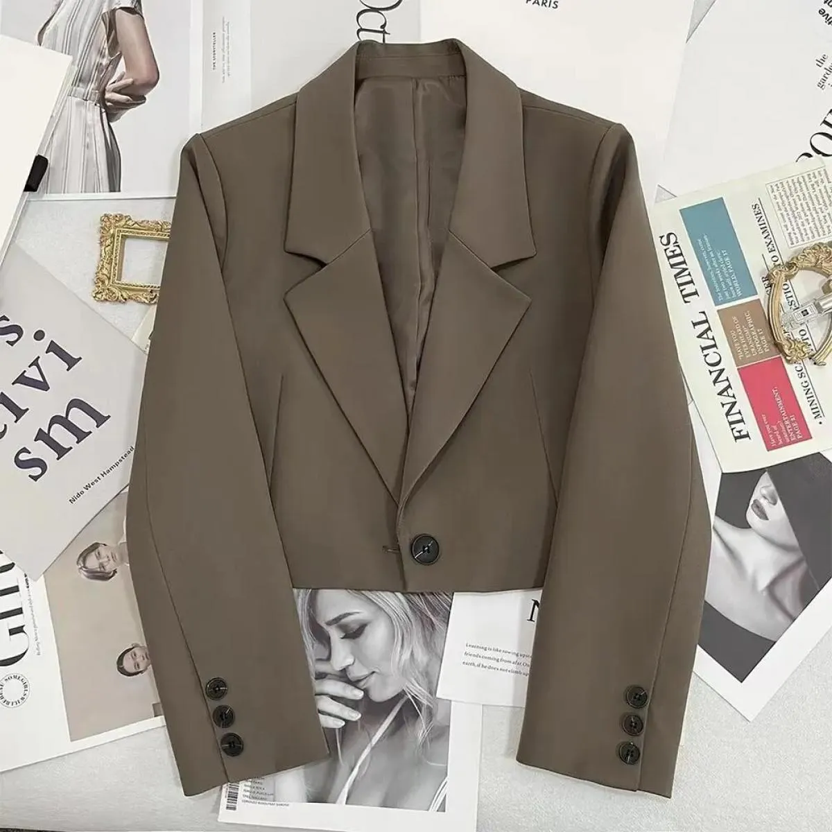 Blazer corto da ufficio stile blazer da donna moda autunno inverno moda primavera giacca da donna a maniche lunghe da strada