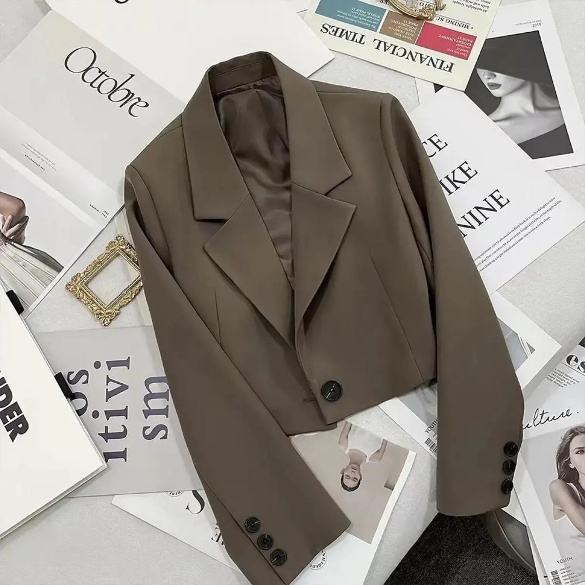 Blazer corto da ufficio stile blazer da donna moda autunno inverno moda primavera giacca da donna a maniche lunghe da strada