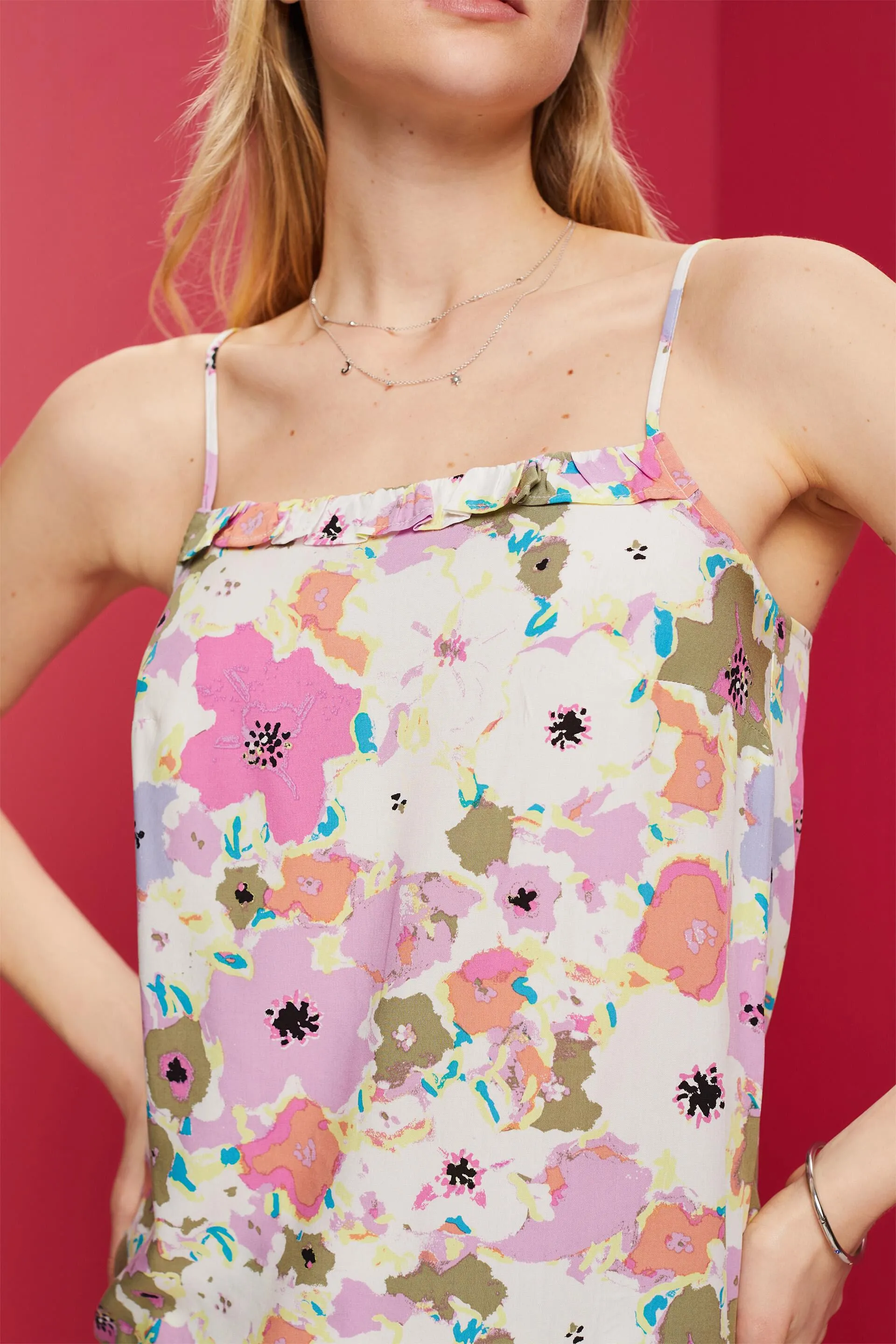 Blusa senza maniche a fantasia, LENZING™ ECOVERO™