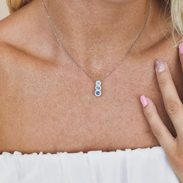 BOCCADAMO Collana Trilogy Sophie con Zirconi Cristal Acquamarina Blu Tanzanite in Argento 925