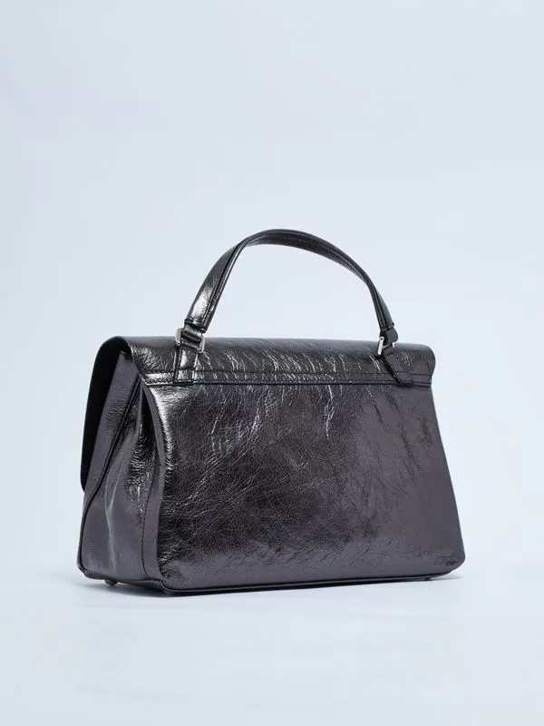 Borsa donna Zanellato Postina Cortina S in pelle laminata Nero