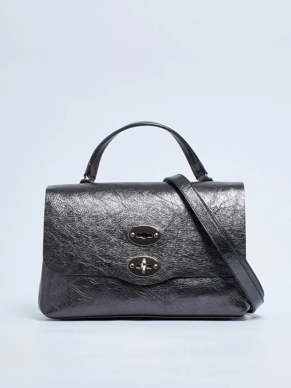 Borsa donna Zanellato Postina Cortina S in pelle laminata Nero