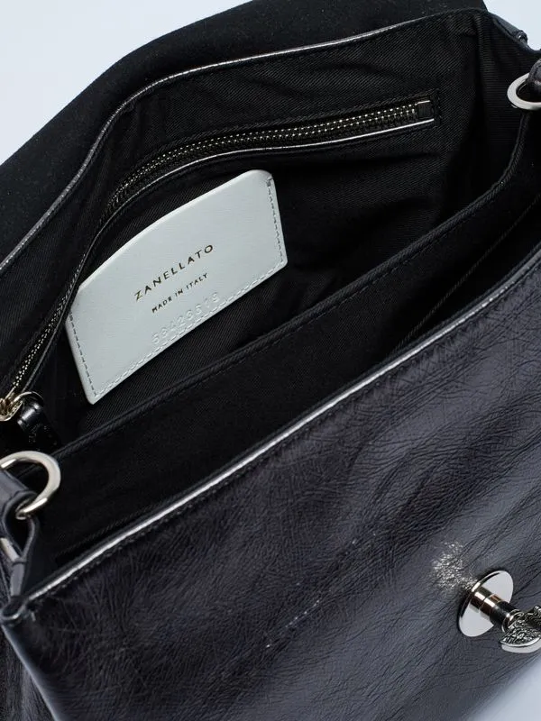 Borsa donna Zanellato Postina Cortina S in pelle laminata Nero