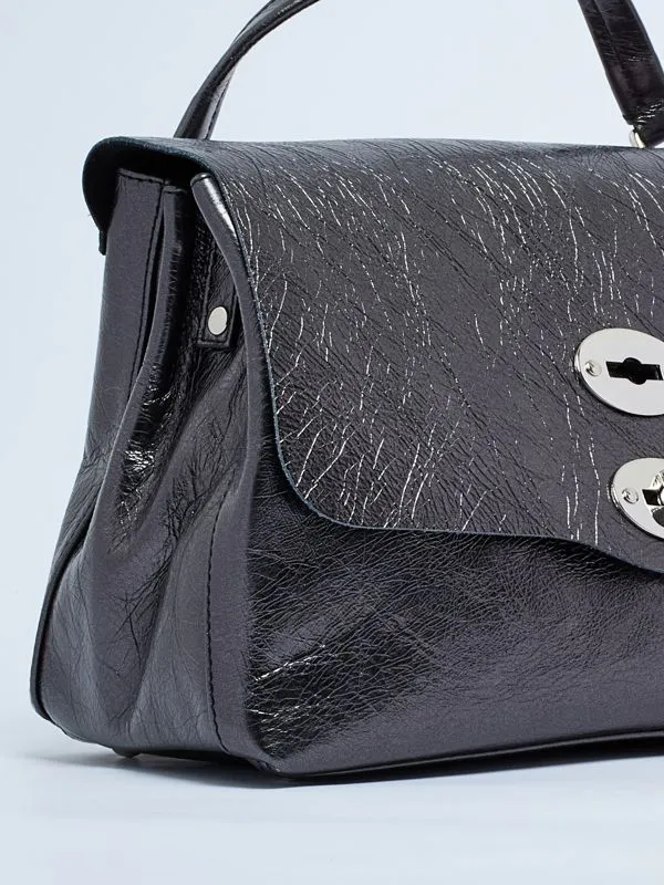 Borsa donna Zanellato Postina Cortina S in pelle laminata Nero