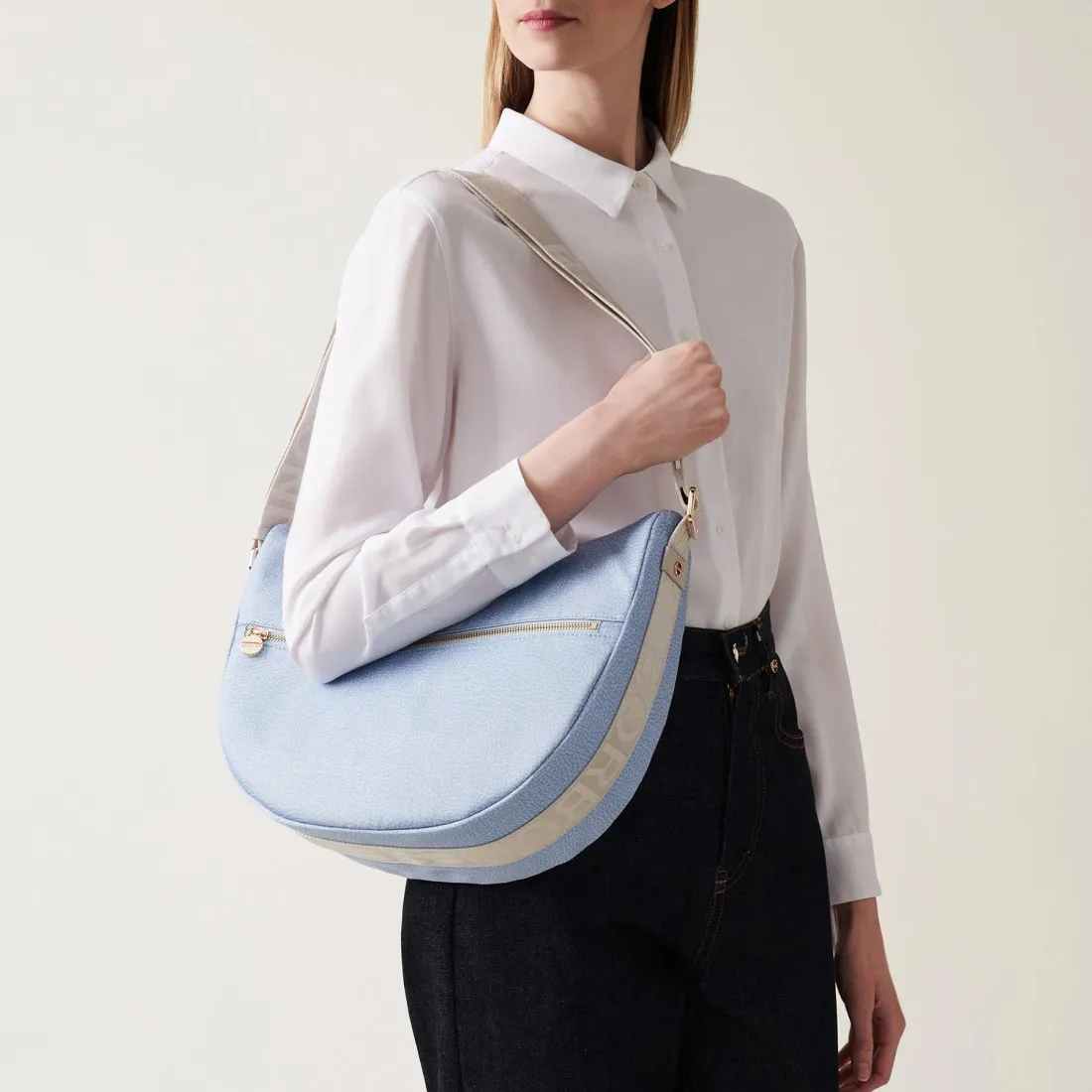 Borsa media Borbonese Luna Bag topazio in nylon OP riciclato